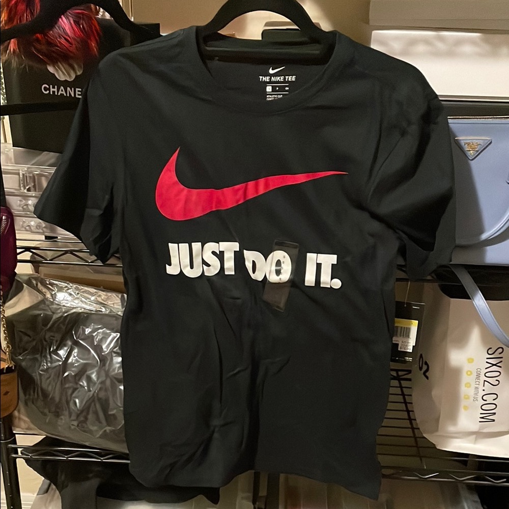 Nike "Just Do It" Black Tee with Red Swoosh